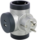 Contact adapter 2X Schuko T-shaped rotatable with USB A+C aluminum color NEW Legr...