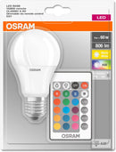 Osram LED Base Classic A RGBW Lampe, in Kolbenform mit E27 Sockel, dimmbarkeit und Farbsteuerung per Fernbedienung, Ersetzt 60 Watt, Warmweiß - 2700 Kelvin, 1er-Pack [Energieklasse A+]