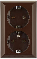 REV 0510076777 PlanoLuxe, Aufputzsteckdose 2-fach. Komplettsett: Rahmen und Einsatz, braun