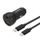 Philips DLP2521C/00 - Autoladegerät mit USB-A und USB-C Anschlüss und USB-C Kabel - USB-C to USB-C Kabel 1 Meter - Schwarz