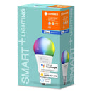 LEDVANCE Smart LED lamp with Bluetooth Mesh technology, E27 socket, light color changeable (2000-6500K), RGB colors changeable, replaces 60W incandescent lamps, controllable with Google and Alexa, pack of 4