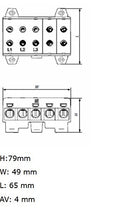 Verteilerblock f. Al/Cu geeignet 10x2,5-35mm2 grau-blau-gelb-grün 1000V AC/DC Klemme isoliert OTL 35-5x MAA5035A10 4399