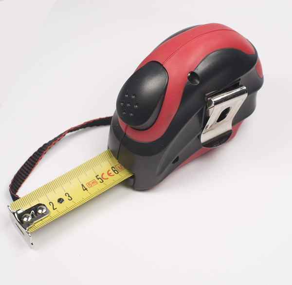 Bandmaß 3m, 5m, oder 7.5m Gummi und Kunstoff Autolock und Gürtelclip Maßband Rollmeter (5m x 25mm)