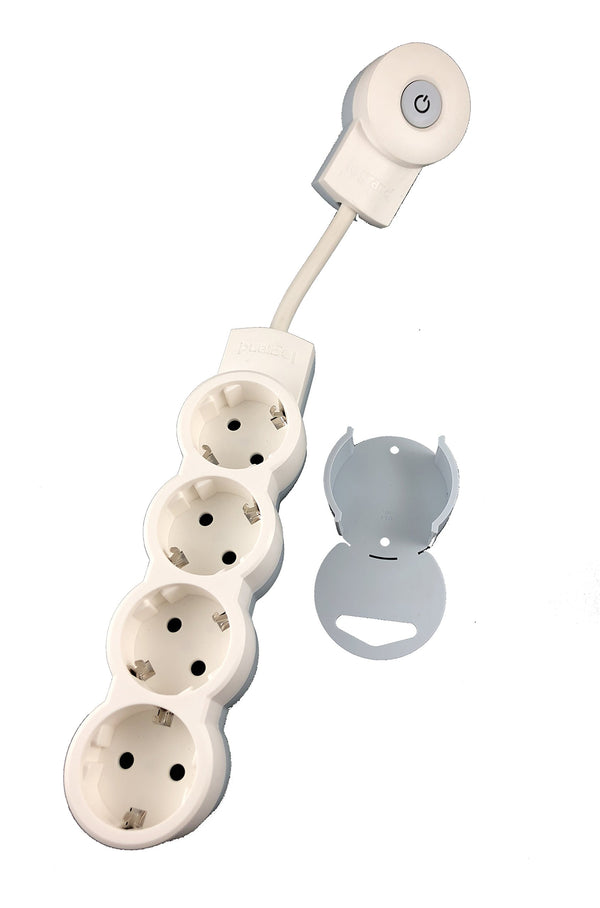 Multistecker Schuko Steckdose Mehrfachstecker Verteiler Tischsteckdose Aufputzsteckdose Vereilerdose 3 oder 4 fach mit Stecker mit beleuchtete Schalter (4-fach schaltbar)