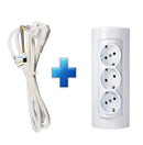 Aufputz Schuko Steckdose,3-fach mit 1.5 meter Kabel 3x1.5mm