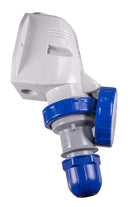 Aufputz-Steckdose und Stecker 2-polig (2 P + E), IP66/IP67, 16 A, 6-Stunden-Position, Blau Set