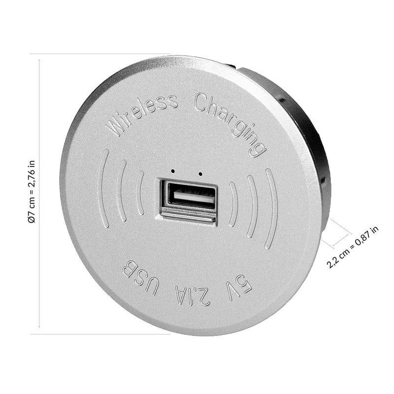 Orno AE-1367/G Drahtloses Ladegerät mit Zusätzlichem USB-Anschluss für Kabelg...