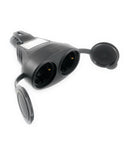 2- Wege Gummi Schuko Kupplung mit Abdeckkappen IP 44 Hergestellt in der EU