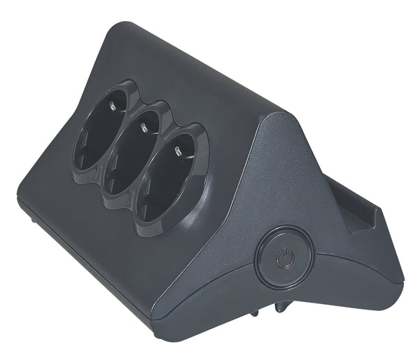 Legrand, 3-way power strip with integrated tablet/mobile phone/smartphone holder...