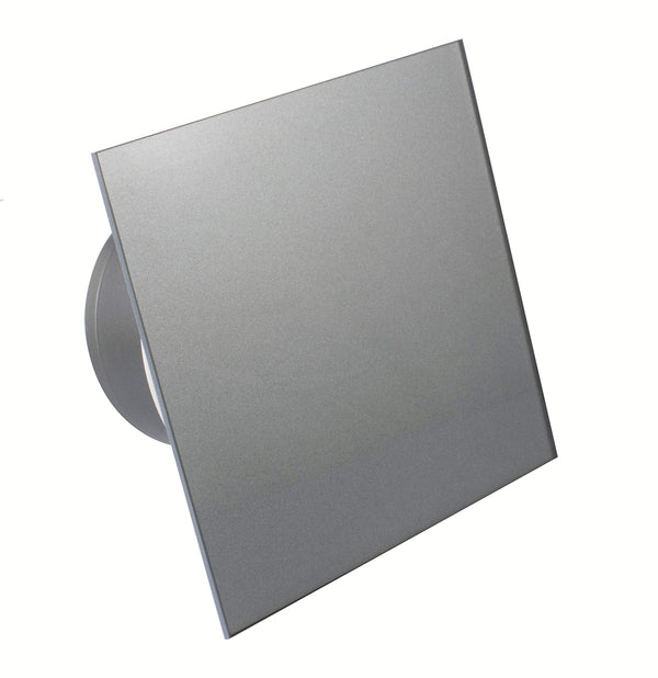 Ventilator/Lüfter Badlüfter mit integrierte Rückschlagklappe Glasfront stark 105 m³/h sehr leise 39 dB Kugellager Hergestellt EU (Weiss) (Silber 105 m³/h)