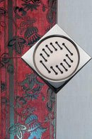 Floor drain - shower drain 100x100mm Ø 50, stainless steel grate vertical 66mm (66mm)