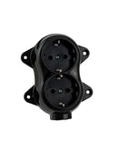 Aufputz Vintage 2-fach Schuko Steckdose Lichtschalter Rund Retro Schalter Wechselschalter Serienschalter (2-fach Schwarz)