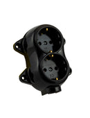 Aufputz Vintage 2-fach Schuko Steckdose Lichtschalter Rund Retro Schalter Wechselschalter Serienschalter (2-fach Schwarz)