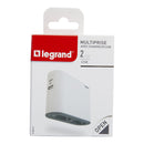 Legrand - Extra Flache Steckdosenleiste mit 2 seitlichen Steckdosen ohne Erdung und USB Type-A + Type-C- weiß und dunkelgrau