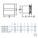 Ventilator Lüfter CATA E-100 GTH incl. Rückschlagklappe !!! Timer Nachlauf Feuchtesteuerung, Feuchtesensor LED – Display, Glasfront stark 115 m3-h sehr leise 31dB energiesparend 8W Kugellager
