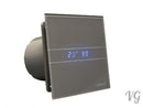 Ventilator Lüfter CATA E-100 GTH Silver  Timer Nachlauf Feuchtesteuerung, Feuchtesensor LED – Display, Glasfront stark 115 m3-h sehr leise 31dB energiesparend 8W Silver  Glass
