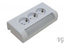 3-fach Aufputz Schuko Steckdose  3 steckplätze Made in EU mit LED lampe 400lm 4w [Energieklasse A+++]