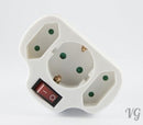 3-way multi-plug adapter plug CHILD PROTECTION distributor multiple plug white with ON-OFF switch