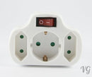 3-way multi-plug adapter plug CHILD PROTECTION distributor multiple plug white with ON-OFF switch