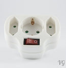 3-way multi-plug adapter plug CHILD PROTECTION distributor multiple plug white with ON-OFF switch
