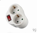 Multistecker 2-fach mit (ON-OFF) SCHALTER KINDERSCHUTZ Adapterstecker Mehrfac...