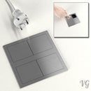 2-fach Schuko Einbausteckdose, Edelstahl-Look Küche Steckdosenleiste mit Kindersicherung