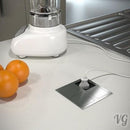 2-fach Schuko Einbausteckdose, Edelstahl-Look Küche Steckdosenleiste mit Kindersicherung