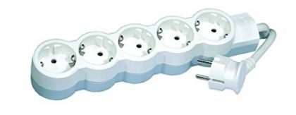 Power strip - multiple plug with 5 sockets (5-way); for mounting on wall and table; extra flat