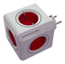 allocacoc PowerCube Original Red, travel adapter &amp; 5x socket and distributor, 230V Schuko, white? red