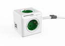 allocacoc PowerCube DuoUSB Extended Green, 4-way socket distributor 1.5 m cable