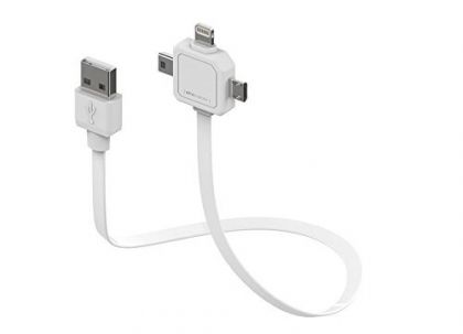 Allocacoc Cavo USB Compatibile con Apple Lightning, Micro USB e Mini USB, Bianco