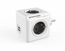allocacoc PowerCube Duo USB Original Grau, Reiseadapter & 4x Steckdose und Verte