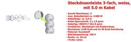 Legrand 3?positions de table prises Barre multiprise de bureau Prise murale avec ou sans c?ble, 230.00 voltsV