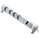 drehbare Steckdosenleiste mit RJ45-Funktion (Netzwerkstecker) In & Out,  4 Steckdosen, 1x RJ45-Anschluss In & 1x Out, ?berspannungsschutz