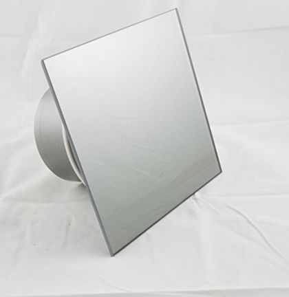 Ventilator- L?fter Badl?fter mit integrierte R?ckschlagklappe Glasfront stark 105 m?-h sehr leise 39 dB Kugellager Hergestellt EU (Silber (INOX))