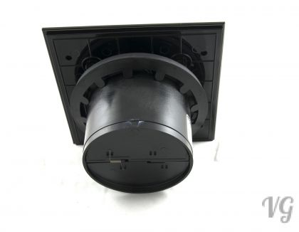 Ventilator- Lüfter Badlüfter mit integrierte Rückschlagklappe Glasfront stark 105 m3-h sehr leise 29 dB Kugellager Hergestellt EU (Schwarz matte)